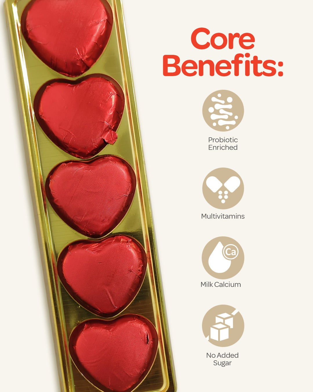 Heart-Shaped Centre-Filled Orange Choco : No Sugar