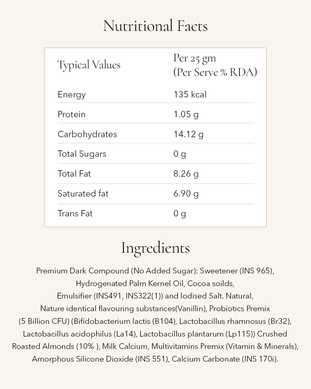 Healthy Cocoa Bar  -50 grams No added Sugar