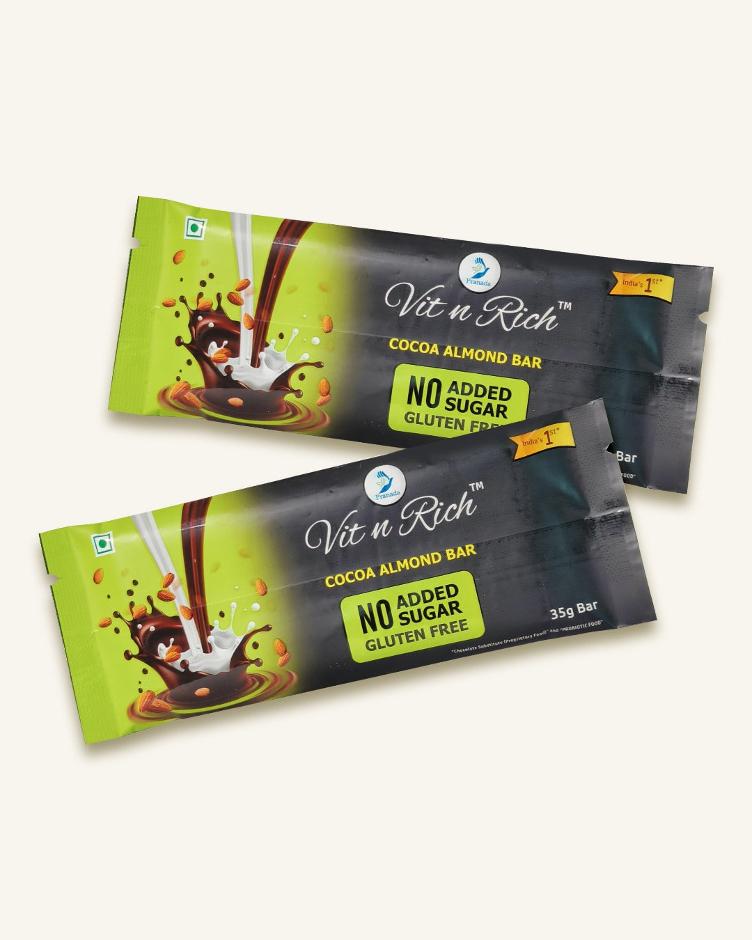 Cocoa Bar with almonds -35 grams (No added Sugar) - Pack of 2