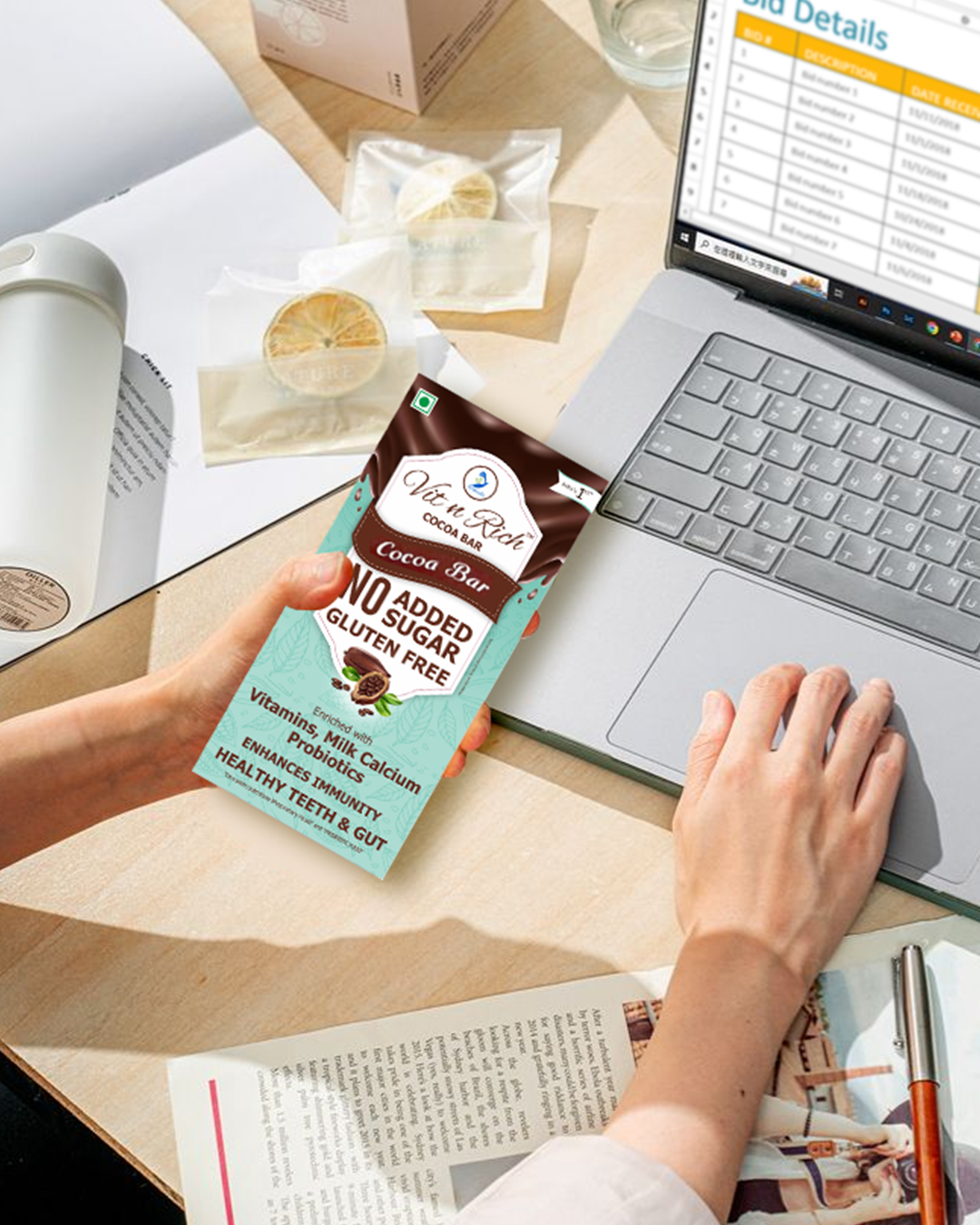 Healthy Cocoa Bar  -50 grams No added Sugar