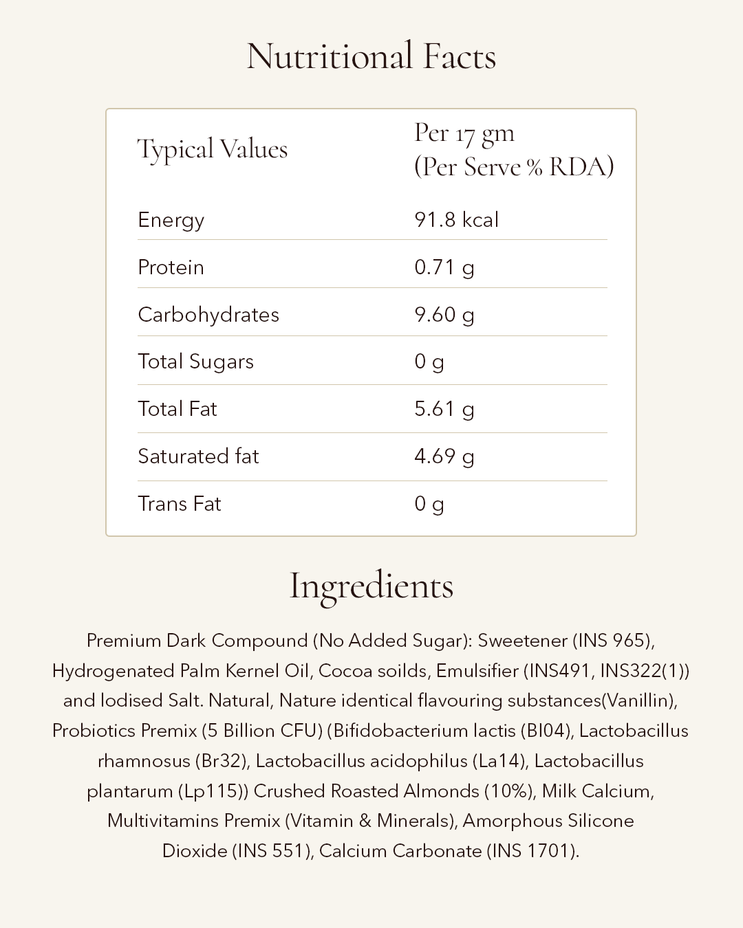 Cocoa Bar with almonds -35 grams (No added Sugar) - Pack of 2