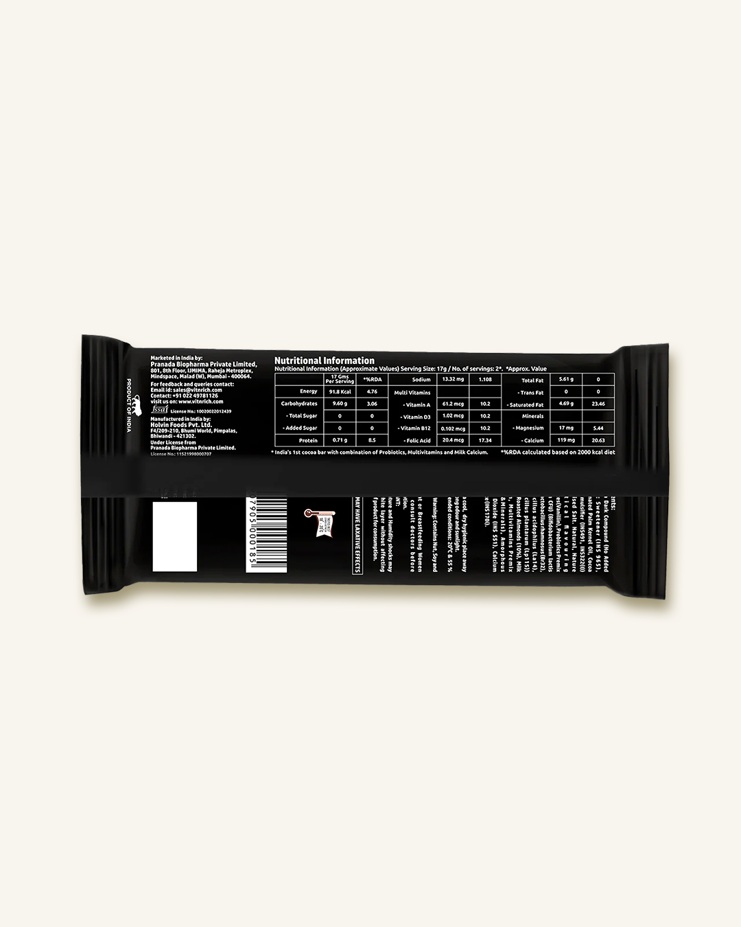 Cocoa Bar with No Added Sugar - 15 gms (Pack of 4)