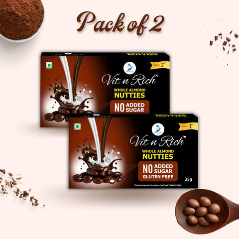Chocolate Nutties with whole almonds and no added sugar 35 grams (Pack of 2)
