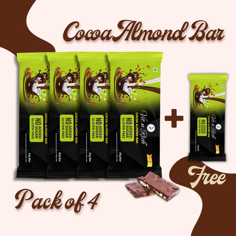 Chocolate bar with almonds and no added sugar 35 grams (Pack of 4). Also get one 15 grams free.