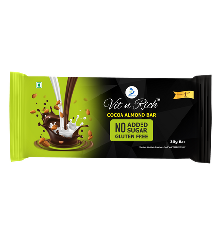 Healthy Cocoa Bar with almonds - 35 grams (Pack of 4)+(One 15GMS FREE)