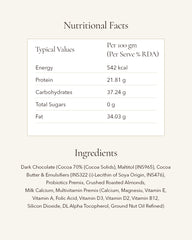 Pure Sugar Free 70% Dark Chocolate 100grams
