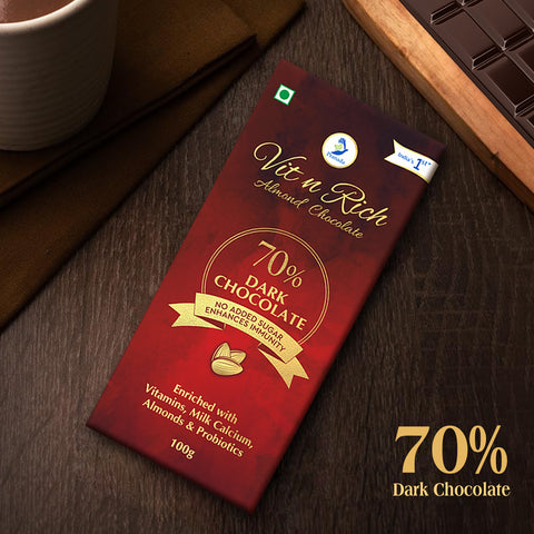 Healthy & Pure Sugar Free Dark Chocolate 70% 100grams