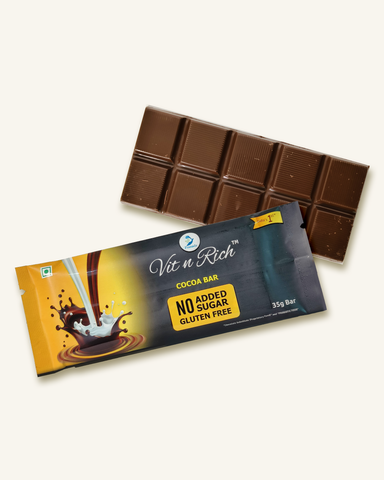 Healthy Cocoa Bar with No Added Sugar - 35 gms (Pack of 4)+(One 15GMS FREE) - Vitnrich