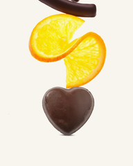 Heart shaped Centre filled Chocodelight without sugar - Now available in orange flavor
