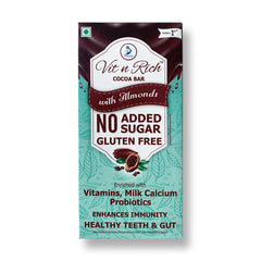 Healthy Cocoa Bar with almonds -50 grams No added Sugar
